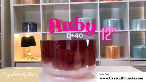 SOLD Rare 12" D+40 Ruby, Palladium, Frosted Inside, Transcendent Crystal Tones® Alchemy Crystal Singing Bowl (Copy)